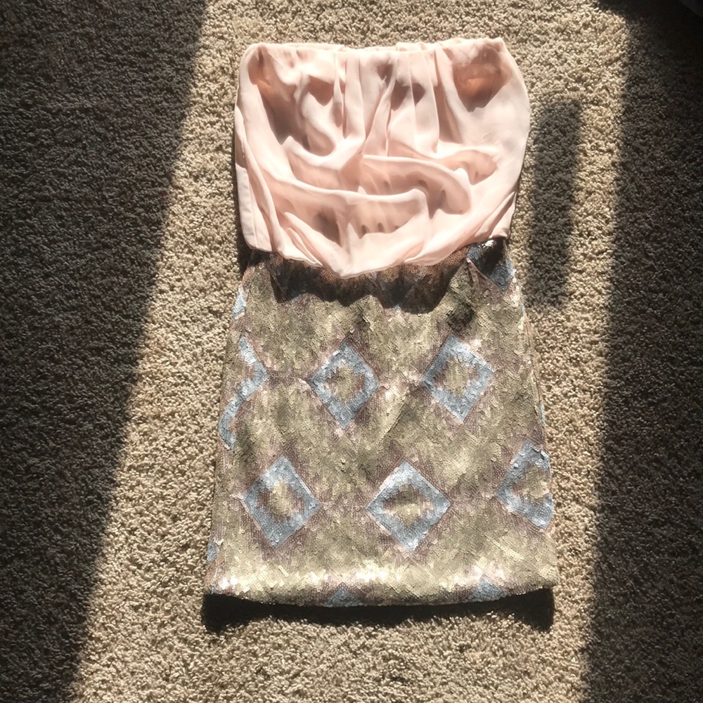 charlotte russe pink gold and sliver party dress.